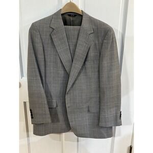 1970s Daks  2-piece Wool Suit  Plaid Adjustable Waist Pants